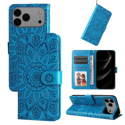 Embossed Sunflower Leather Phone Case, For iPhone 17e / 16e, For iPhone 17 Pro Max, For iPhone 17 Pro, For iPhone 17