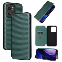 Carbon Fiber Texture Flip Leather Phone Case, For Motorola Edge 40