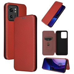 Carbon Fiber Texture Flip Leather Phone Case, For Motorola Edge 40