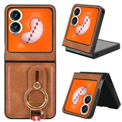 Wristband Leather Back Phone Case, For Tecno Phantom V Fold2, For Tecno Phantom V Fold, For Tecno Phantom V Flip2