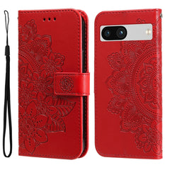 Seven-petal Flowers Embossing Leather Phone Case, For Google Pixel 7a, For Google Pixel 7 Pro, For Google Pixel  7