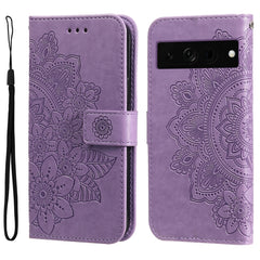 Seven-petal Flowers Embossing Leather Phone Case, For Google Pixel 7a, For Google Pixel 7 Pro, For Google Pixel  7