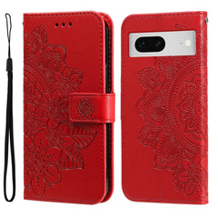 Seven-petal Flowers Embossing Leather Phone Case, For Google Pixel 7a, For Google Pixel 7 Pro, For Google Pixel  7