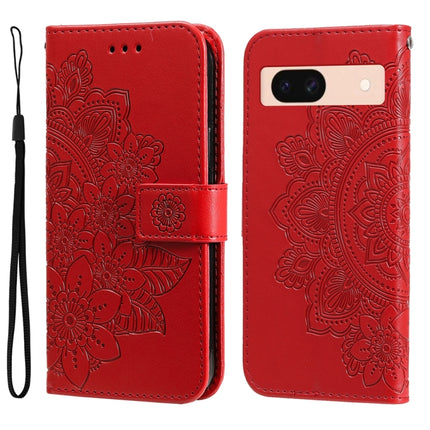 Seven-petal Flowers Embossing Leather Phone Case, For Google Pixel 9 Pro, For Google Pixel 9, For Google Pixel 8a, For Google Pixel 8 Pro