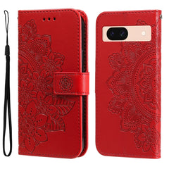 Seven-petal Flowers Embossing Leather Phone Case, For Google Pixel 9a, For Google Pixel 9 Pro, For Google Pixel 9, For Google Pixel 8a, For Google Pixel 8 Pro, For Google Pixel 8