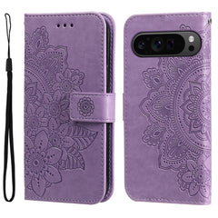 Seven-petal Flowers Embossing Leather Phone Case, For Google Pixel 9a, For Google Pixel 9 Pro, For Google Pixel 9, For Google Pixel 8a, For Google Pixel 8 Pro, For Google Pixel 8