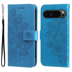 Seven-petal Flowers Embossing Leather Phone Case, For Google Pixel 9a, For Google Pixel 9 Pro, For Google Pixel 9, For Google Pixel 8a, For Google Pixel 8 Pro, For Google Pixel 8