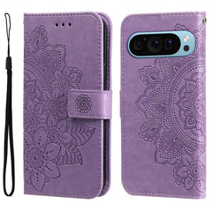 Seven-petal Flowers Embossing Leather Phone Case, For Google Pixel 9a, For Google Pixel 9 Pro, For Google Pixel 9, For Google Pixel 8a, For Google Pixel 8 Pro, For Google Pixel 8