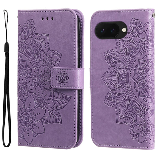 Seven-petal Flowers Embossing Leather Phone Case, For Google Pixel 9a, For Google Pixel 9 Pro, For Google Pixel 9, For Google Pixel 8a, For Google Pixel 8 Pro, For Google Pixel 8