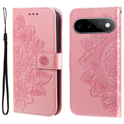 Seven-petal Flowers Embossing Leather Phone Case, For Google Pixel 11 Pro XL, For Google Pixel 11 / Pixel 11 Pro, For Google Pixel 10a, For Google Pixel 9a