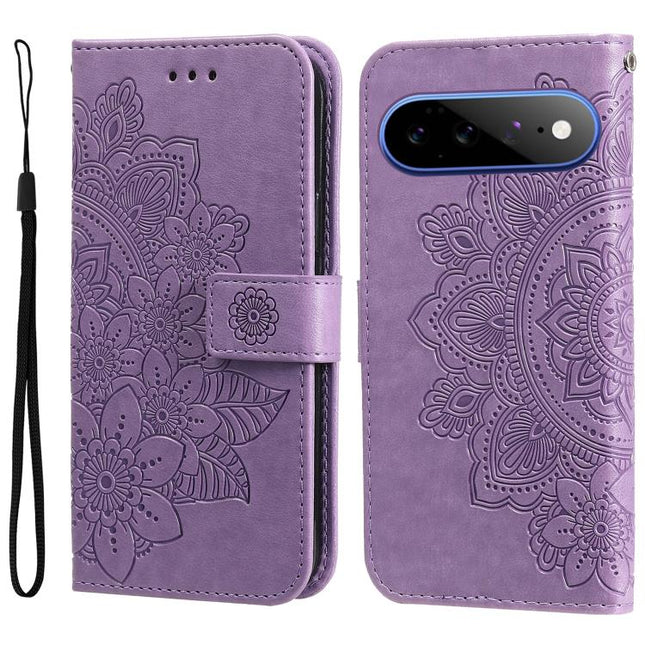 Seven-petal Flowers Embossing Leather Phone Case, For Google Pixel 11 Pro XL, For Google Pixel 11 / Pixel 11 Pro, For Google Pixel 10a, For Google Pixel 9a