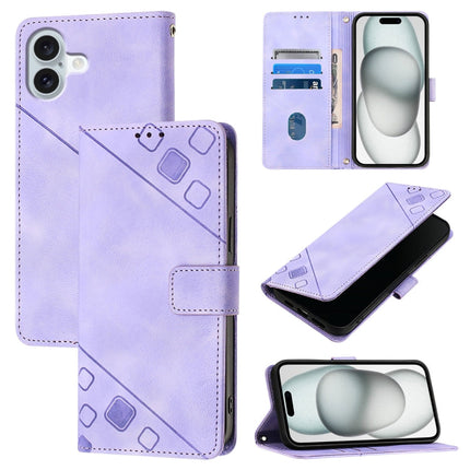 Skin-feel Embossed Leather Phone Case, For iPhone SE 2024, For iPhone 16 Pro Max, For iPhone 16 Pro, For iPhone 16 Plus