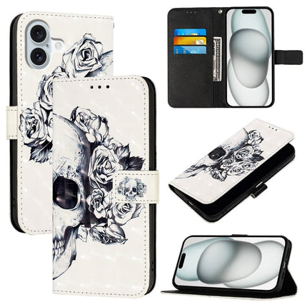 3D Painting Horizontal Flip Leather Phone Case, For iPhone 16 Pro, For iPhone 16 Plus, For iPhone 16
