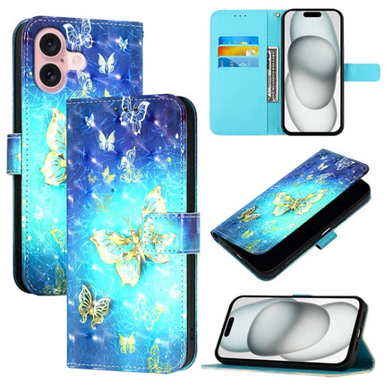 3D Painting Horizontal Flip Leather Phone Case, For iPhone 16 Pro, For iPhone 16 Plus, For iPhone 16