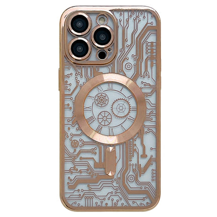 Electroplated Circuit Board Pattern MagSafe Phone Case, For iPhone 14 Plus, For iPhone 14, For iPhone 14 Pro