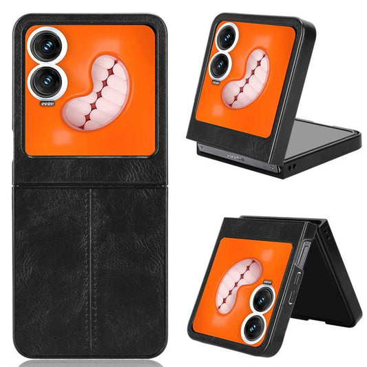 Cow Pattern Sewing Back Cover Phone Case, For Tecno Phantom V Flip2, For Tecno Phantom V Fold2, For Tecno Phantom V Flip, For Tecno Phantom V Fold