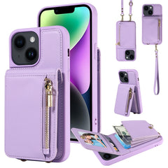 Crossbody Lanyard Zipper Wallet Leather Phone Case, For iPhone 14 Plus, For iPhone 14, For iPhone 14 Pro, For iPhone 14 Pro Max