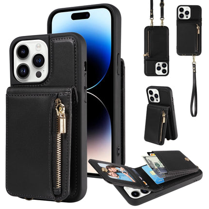 Crossbody Lanyard Zipper Wallet Leather Phone Case