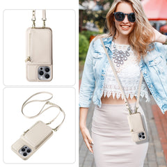Crossbody Lanyard Zipper Wallet Leather Phone Case, For iPhone 16 Pro Max, For iPhone 16 Pro, For iPhone 16 Plus, For iPhone 16
