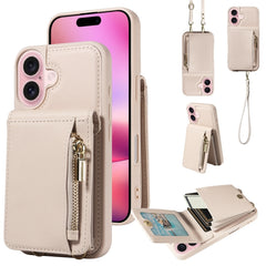 Crossbody Lanyard Zipper Wallet Leather Phone Case, For iPhone 16 Pro Max, For iPhone 16 Pro, For iPhone 16 Plus, For iPhone 16