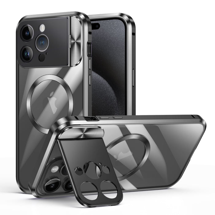 Large Window Holder MagSafe Magnetic Metal Phone Case, For iPhone 15 Pro Max, For iPhone 15 Pro, For iPhone 14, For iPhone 14 Pro, For iPhone 15