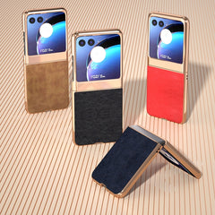 Nano Plating Retro Litchi Texture PU Phone Case, For Motorola Razr 40 Ultra