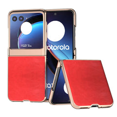 Nano Plating Retro Litchi Texture PU Phone Case, For Motorola Razr 40 Ultra