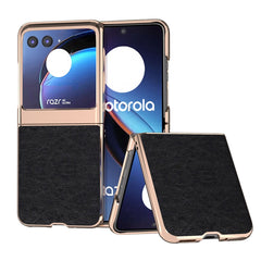 Nano Plating Retro Litchi Texture PU Phone Case, For Motorola Razr 40 Ultra