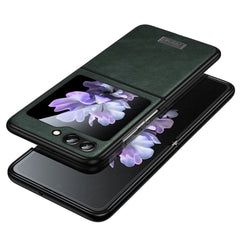 SULADA Shockproof TPU + Handmade Leather Phone Case, For Samsung Galaxy Z Flip6, For Samsung Galaxy Z Flip5, For Samsung Galaxy Z Flip4