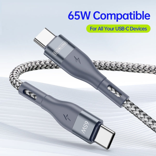 DUZZONA A2 PD 65W USB-C / Type-C to Type-C Fast Charging Data Cable, 2m Type-C to Type-C, 3m Type-C to Type-C