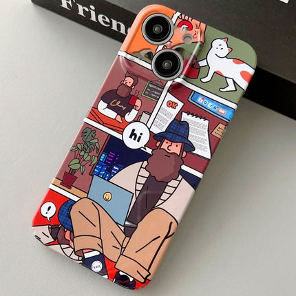 Painted Pattern Precise Hole PC Phone Case, For iPhone 15