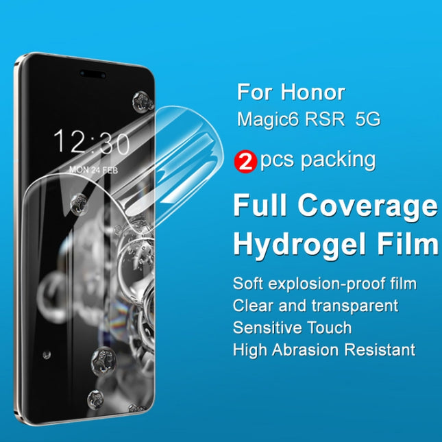 2pcs imak Curved Full Screen Hydrogel Film Protector, For Honor Magic6 RSR Porsche Design, For Honor Magic6 Pro 5G/Magic6 Ultimate 5G, For Honor X50 GT 5G, For Honor 100 Pro 5G, For Honor 100 5G, For Honor X9B 5G, For Honor X50 5G, For Honor 90 Pro 5G ...