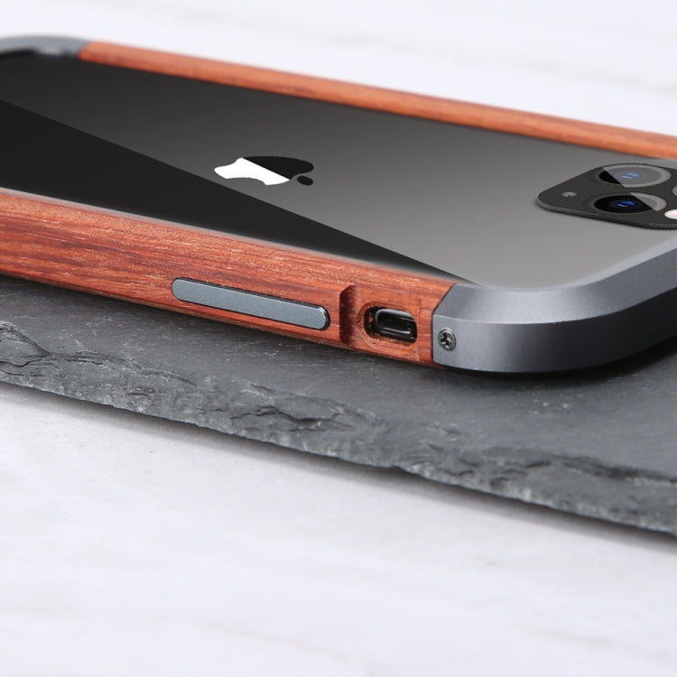 R-JUST Metal + Wood Frame Protective Case, For iPhone 11, For iPhone 11 Pro, For iPhone 11 Pro Max, For iPhone SE 2022 / SE 2020 / 8 / 7, For iPhone X / XS, For iPhone XS Max, For iPhone XR