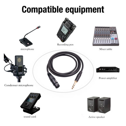 6.35mm 1/4 TRS Male to XLR 3pin Female Microphone Cable, 1m, 1.8m, 3m, 5m, 10m