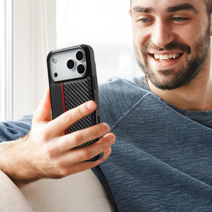 LC.IMEEKE 3 in 1 Carbon Fiber Texture Shockproof Phone Case, For iPhone 17 Pro Max, For iPhone 17 Pro, For iPhone 17, For iPhone Air, For iPhone 16 Pro Max, For iPhone 16 Pro, For iPhone 16 Plus, For iPhone 16, For iPhone 14 Plus, For iPhone 14        ...