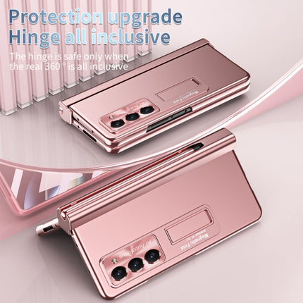 Electroplating Corrugated Hinge Folding Phone Case with Pen Slot, For Samsung Galaxy Z Fold5