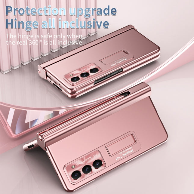 Electroplating Corrugated Hinge Folding Phone Case with Pen Slot, For Samsung Galaxy Z Fold5
