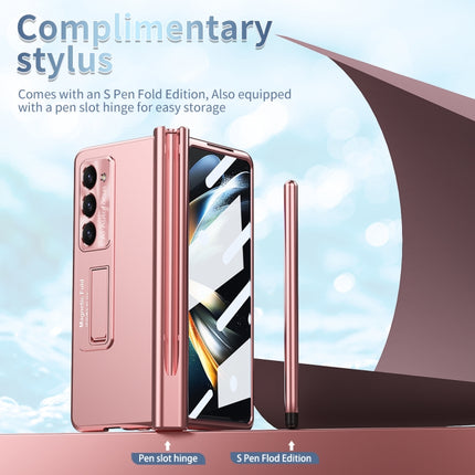 Electroplating Corrugated Hinge Folding Phone Case with Pen Slot, For Samsung Galaxy Z Fold5