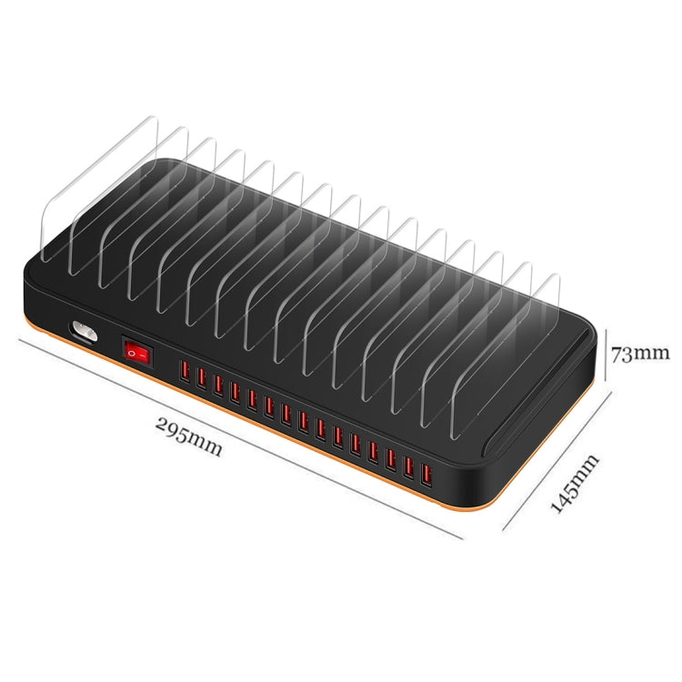 WLX-815P 180W 15 Ports USB Fast Charging Dock Smart Charger with Holder, 180W US Plug, 180W EU Plug, 180W UK Plug, 180W AU Plug