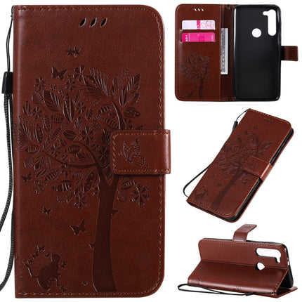 Tree & Cat Embossed Pattern Horizontal Flip Leather Case with Holder & Card Slots & Wallet & Lanyard, For Motorola Moto G8 Power, For OPPO Realme 6