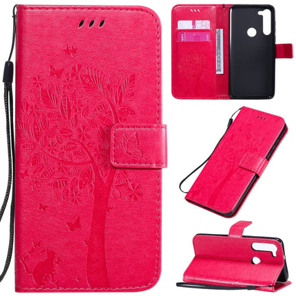 Tree & Cat Embossed Pattern Horizontal Flip Leather Case with Holder & Card Slots & Wallet & Lanyard, For Motorola Moto G8 Power, For OPPO Realme 6