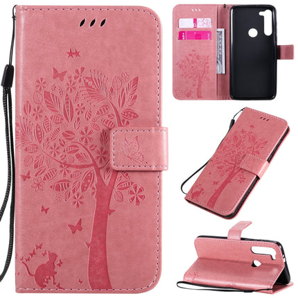 Tree & Cat Embossed Pattern Horizontal Flip Leather Case with Holder & Card Slots & Wallet & Lanyard, For Motorola Moto G8 Power, For OPPO Realme 6