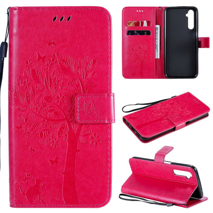 Tree & Cat Embossed Pattern Horizontal Flip Leather Case with Holder & Card Slots & Wallet & Lanyard, For Motorola Moto G8 Power, For OPPO Realme 6