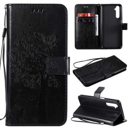 Tree & Cat Embossed Pattern Horizontal Flip Leather Case with Holder & Card Slots & Wallet & Lanyard, For Motorola Moto G8 Power, For OPPO Realme 6