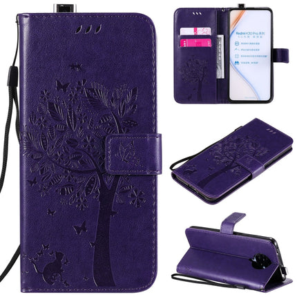 Tree & Cat Embossed Pattern Horizontal Flip Leather Case with Holder & Card Slots & Wallet & Lanyard, For Xiaomi Redmi K30 Pro, For Xiaomi Redmi Note 9 Pro
