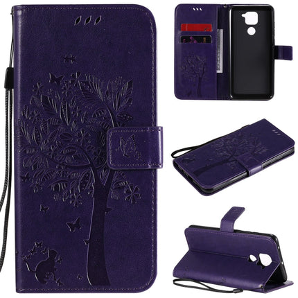 Tree & Cat Embossed Pattern Horizontal Flip Leather Case with Holder & Card Slots & Wallet & Lanyard, For Xiaomi Redmi Note 9, For Huawei Nova 7 Pro