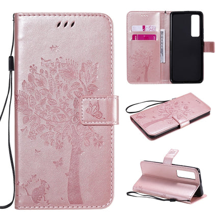 Tree & Cat Embossed Pattern Horizontal Flip Leather Case with Holder & Card Slots & Wallet & Lanyard, For Xiaomi Redmi Note 9, For Huawei Nova 7 Pro