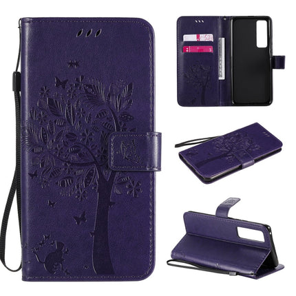 Tree & Cat Embossed Pattern Horizontal Flip Leather Case with Holder & Card Slots & Wallet & Lanyard, For Xiaomi Redmi Note 9, For Huawei Nova 7 Pro