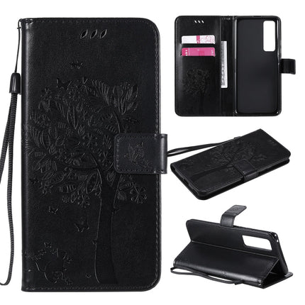 Tree & Cat Embossed Pattern Horizontal Flip Leather Case with Holder & Card Slots & Wallet & Lanyard, For Xiaomi Redmi Note 9, For Huawei Nova 7 Pro