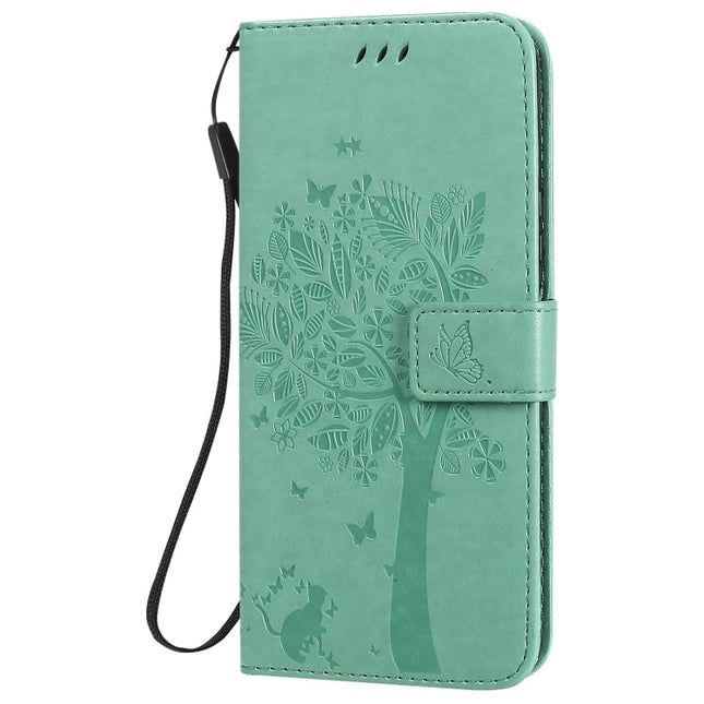 Tree & Cat Embossed Pattern Horizontal Flip Leather Case with Holder & Card Slots & Wallet & Lanyard, For Huawei Nova 7 SE, For Huawei Nova 7